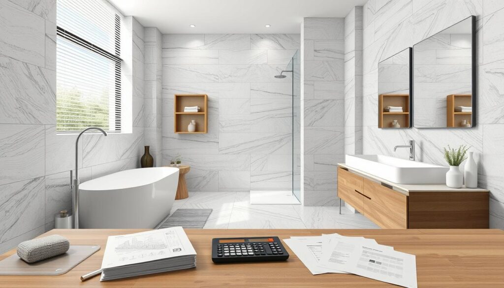 Badezimmerplanung mit Großformatfliesen in Hildesheim