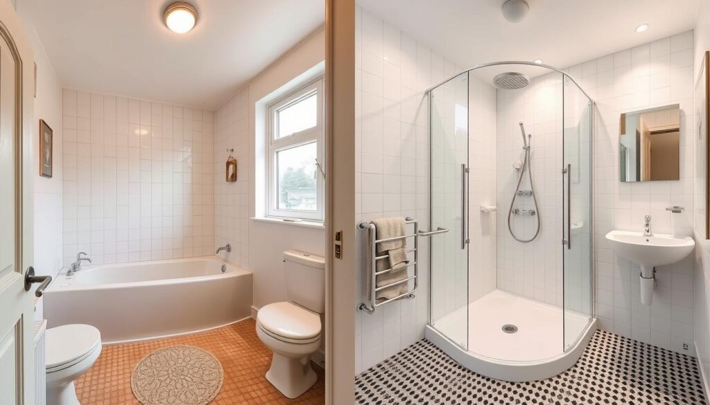 Barrierefreies Badezimmer vor und nach der Renovierung in Magdeburg Barrierefreies Badezimmer vor und nach der Renovierung in Magdeburg