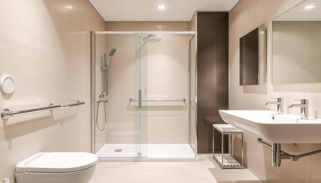 Barrierefreies Pflegebad mit ebenerdiger Dusche in Konstanz