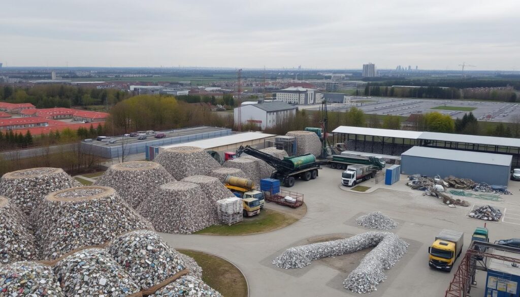 Baustoffwerk in Dessau-Roßlau mit Recyclingmaterialien für nachhaltige Bäder