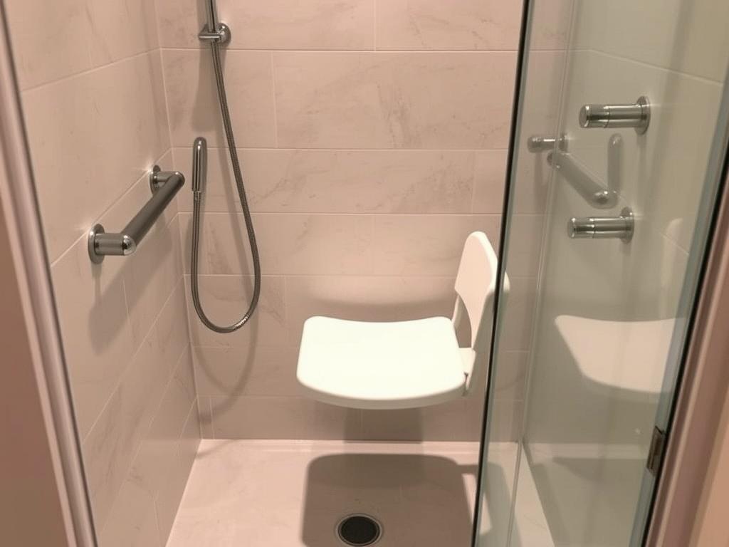 Ebenerdige Dusche in einem seniorengerechten Bad in Ulm