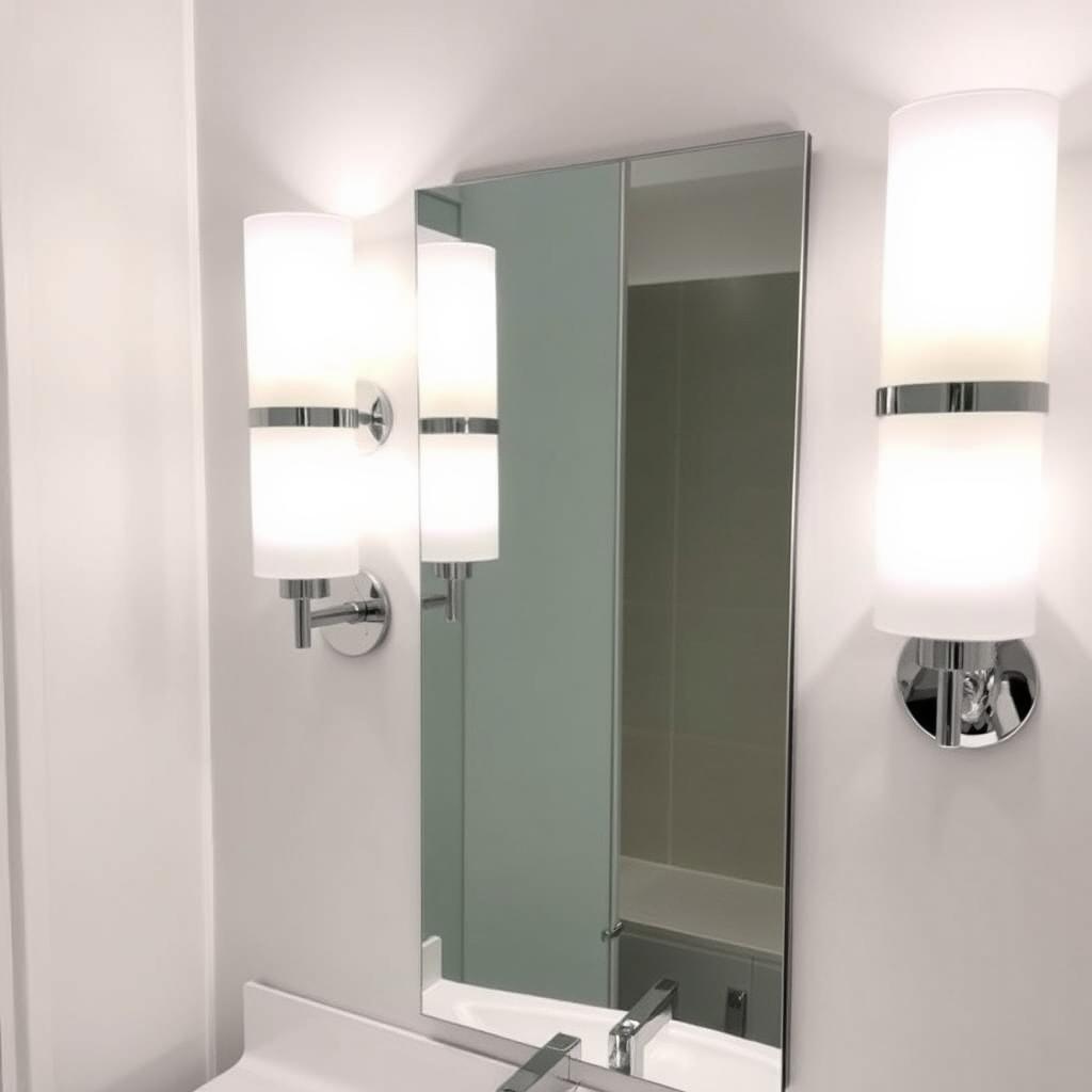 Elegante Wandleuchten neben einem Badezimmerspiegel in Siegen