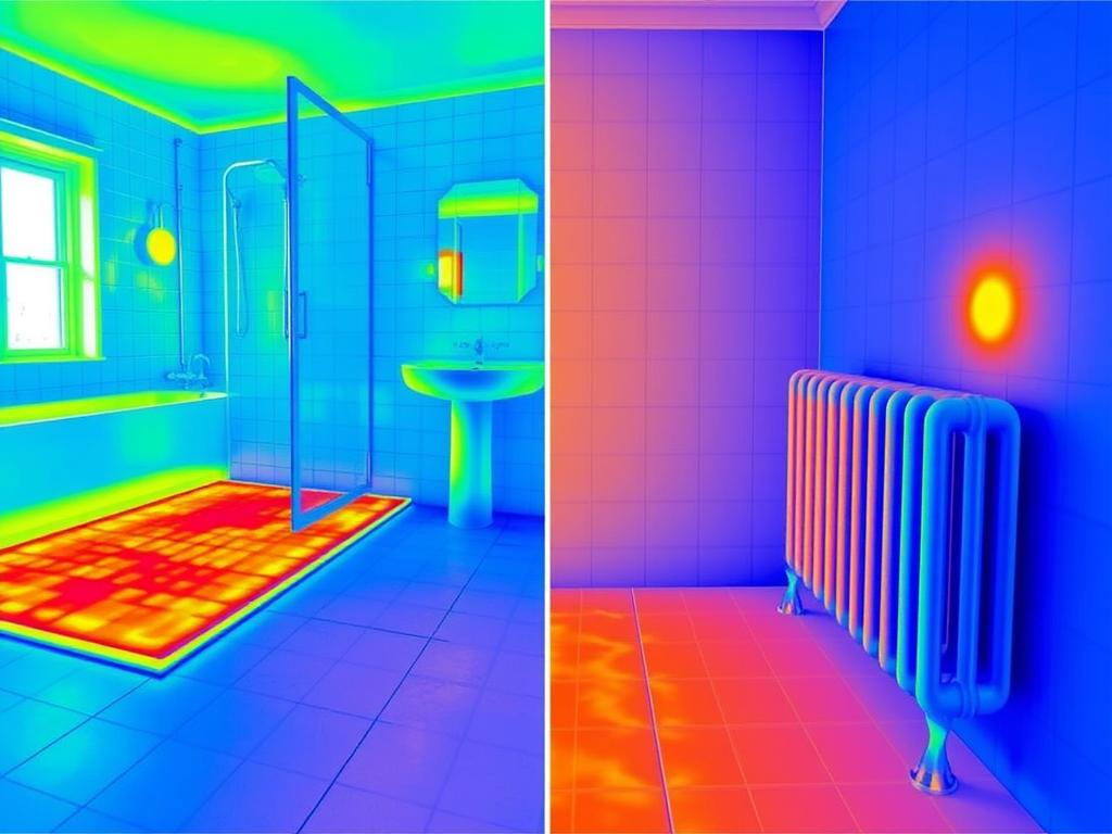 Energieeffizientes Bad mit Fußbodenheizung in Münster mit Wärmebildvisualisierung