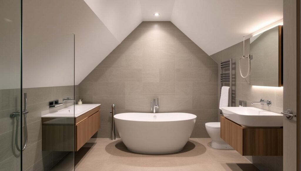 Fertiges Badezimmer mit Dachschräge in Sindelfingen