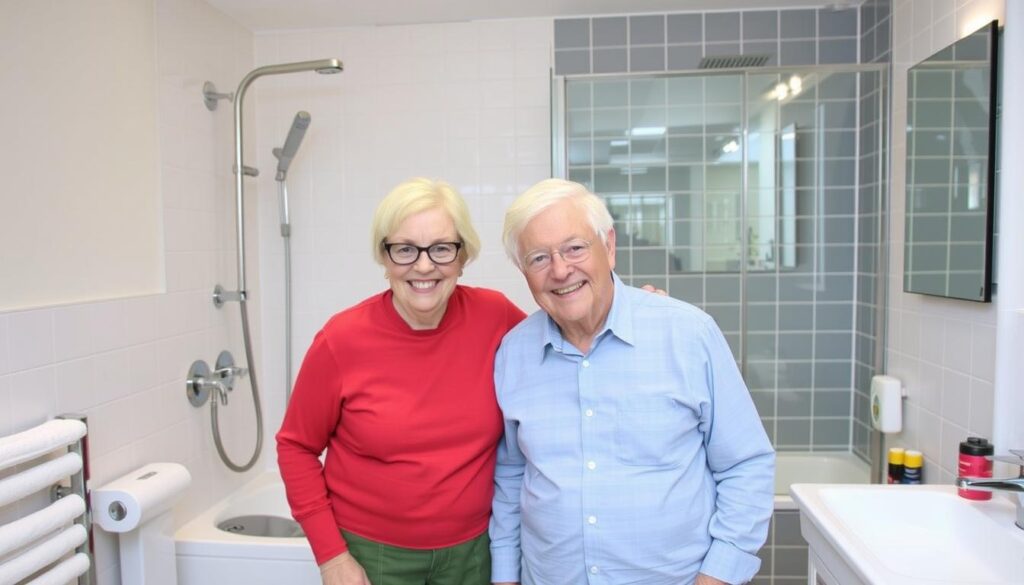 Glückliche Senioren im neuen Pflegebad in Konstanz