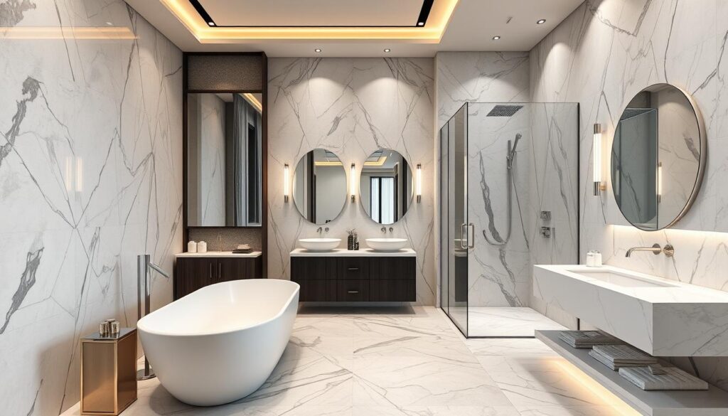 High-End-Luxusbad in Mannheim mit Whirlpool und Smart-Home-Integration