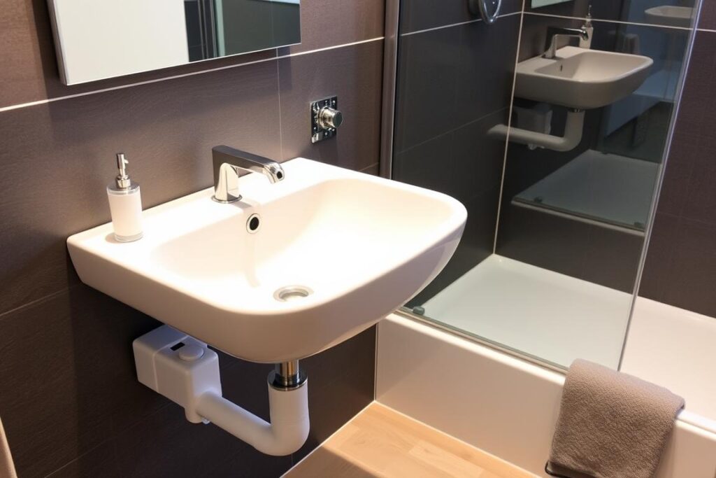 Höhenverstellbares Waschbecken in einem barrierefreien Bad in Köln