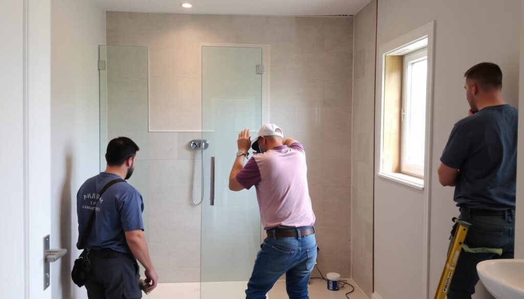 Installation einer Großraumdusche in einem Bad in Ludwigsburg