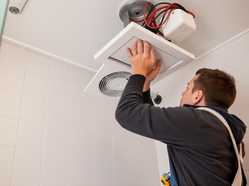 Installation eines Energiespar-Lüfters in einem Badezimmer in Offenbach am Main