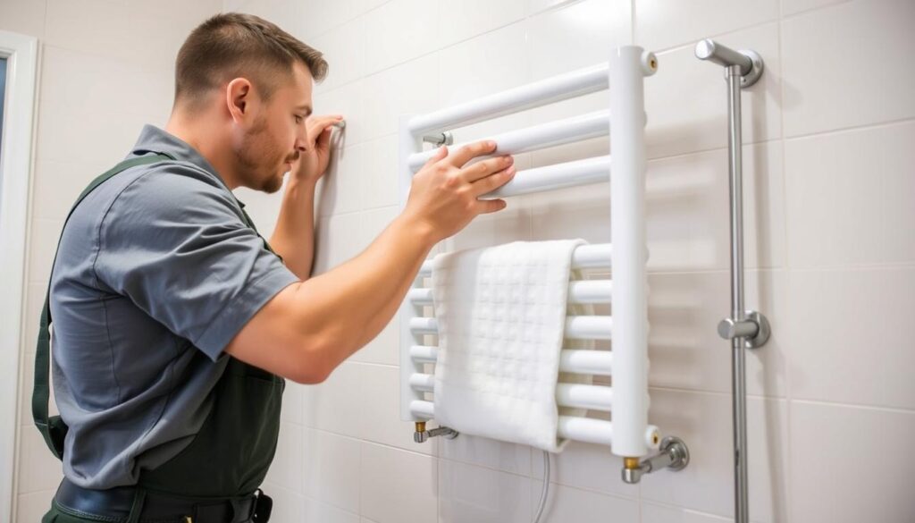 Installation eines Handtuchheizkörpers durch einen Fachmann in Bad Ratingen