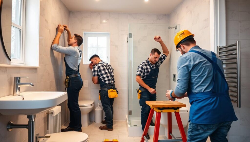 Lokale Handwerker bei einer Komplettbad Sanierung in Cuxhaven