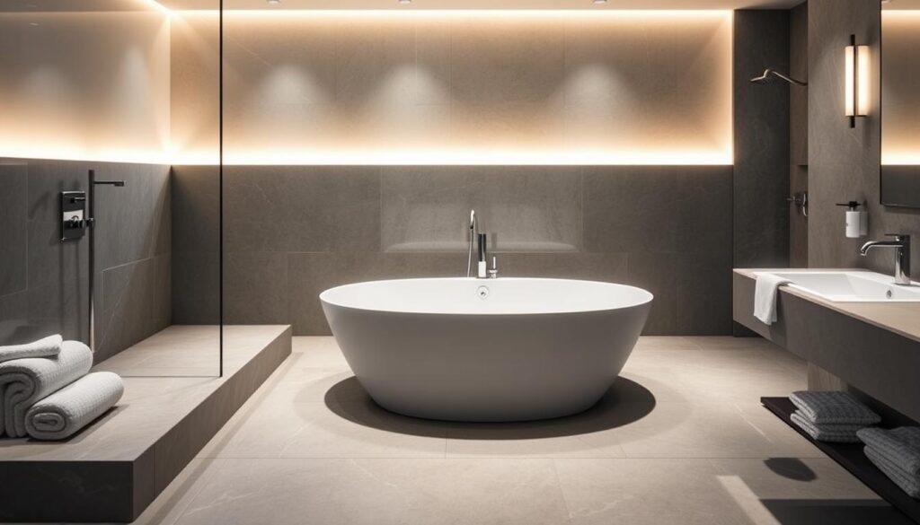 Luxuriöses Designerbad mit freistehender Badewanne in Passau