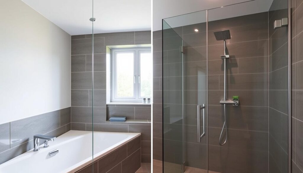 Moderne Dusche in einem renovierten Badezimmer in Ravensburg