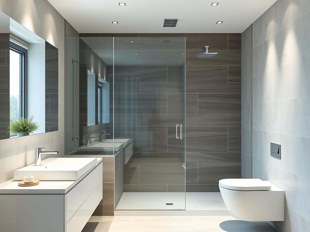 Moderne Duschwand aus Glas in einem Badezimmer in Gera