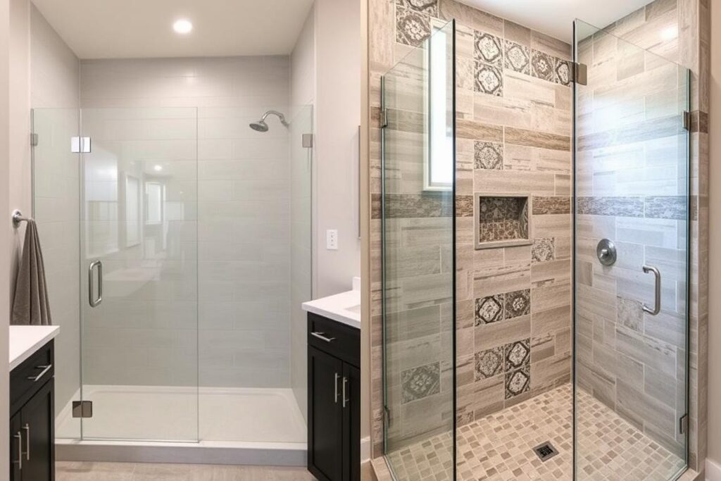 Modernes Bad mit Duschwand vs. traditionelles Bad mit Fliesen in Gera