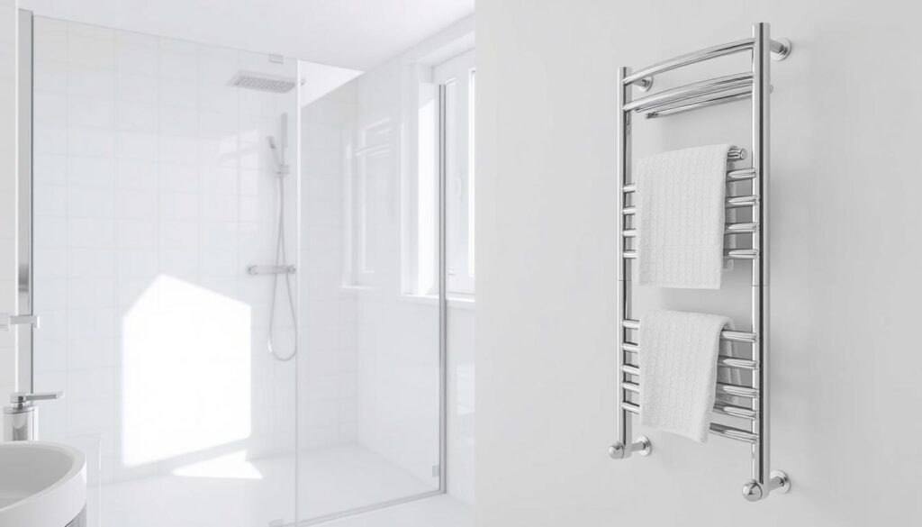 Modernes Badezimmer in Ratingen mit elegantem Handtuchheizkörper an der Wand