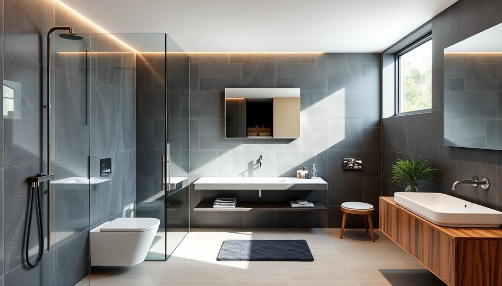 Modernes Badezimmer in Würzburg mit harmonischer Kombination aus Premium Armaturen im Bad und hochwertiger Gesamtgestaltung