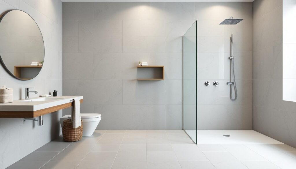 Modernes Badezimmer mit Großformatfliesen in Hildesheim