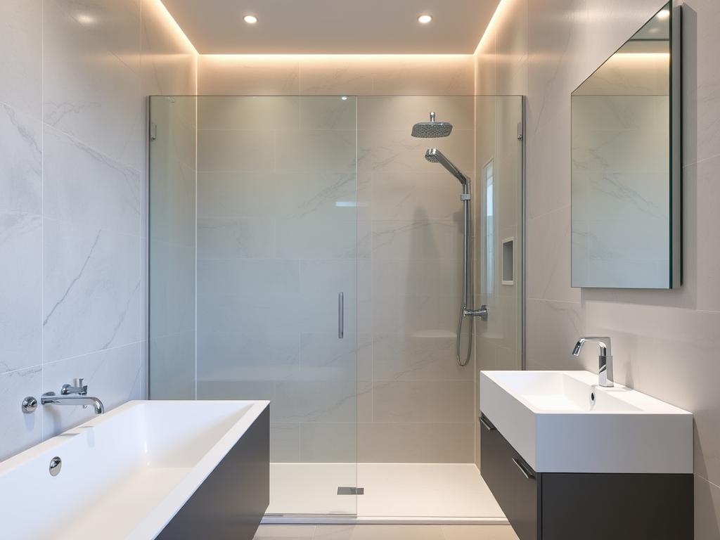 Modernes Familienbad in Gera-Lusan mit Duschwand