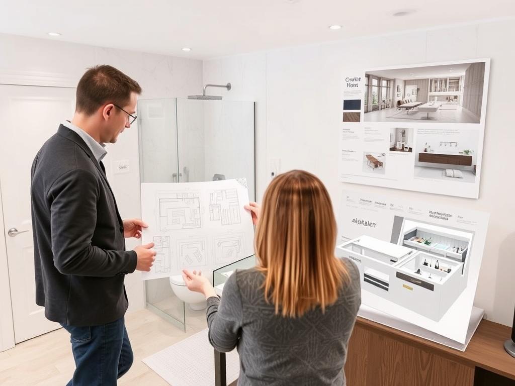 Planungsphase eines Luxusbades in Mannheim mit Architekt und Bauherr