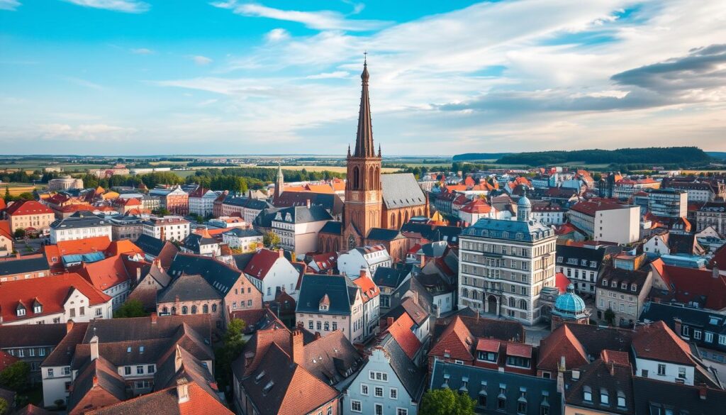 Stadtbild von Erfurt mit typischer Architektur