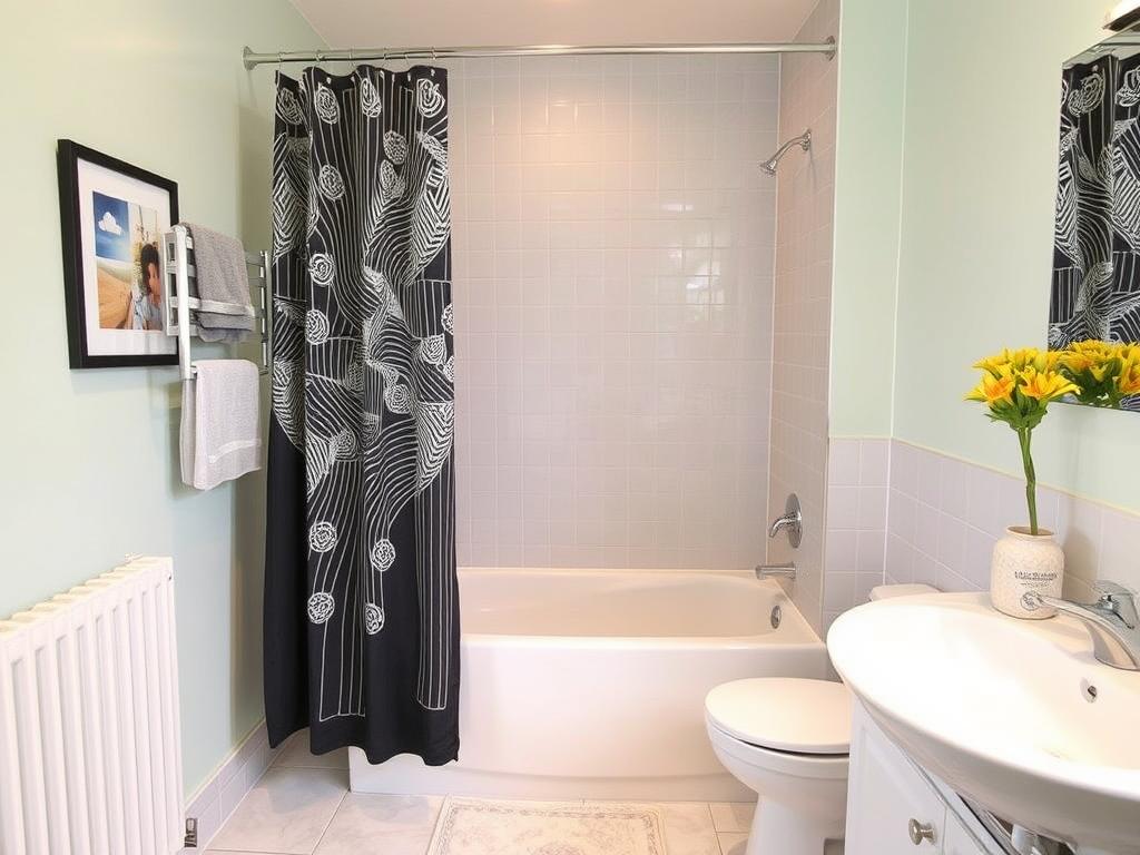 Stilvoller Duschvorhang in einem typischen Badezimmer in Bad Lüneburg