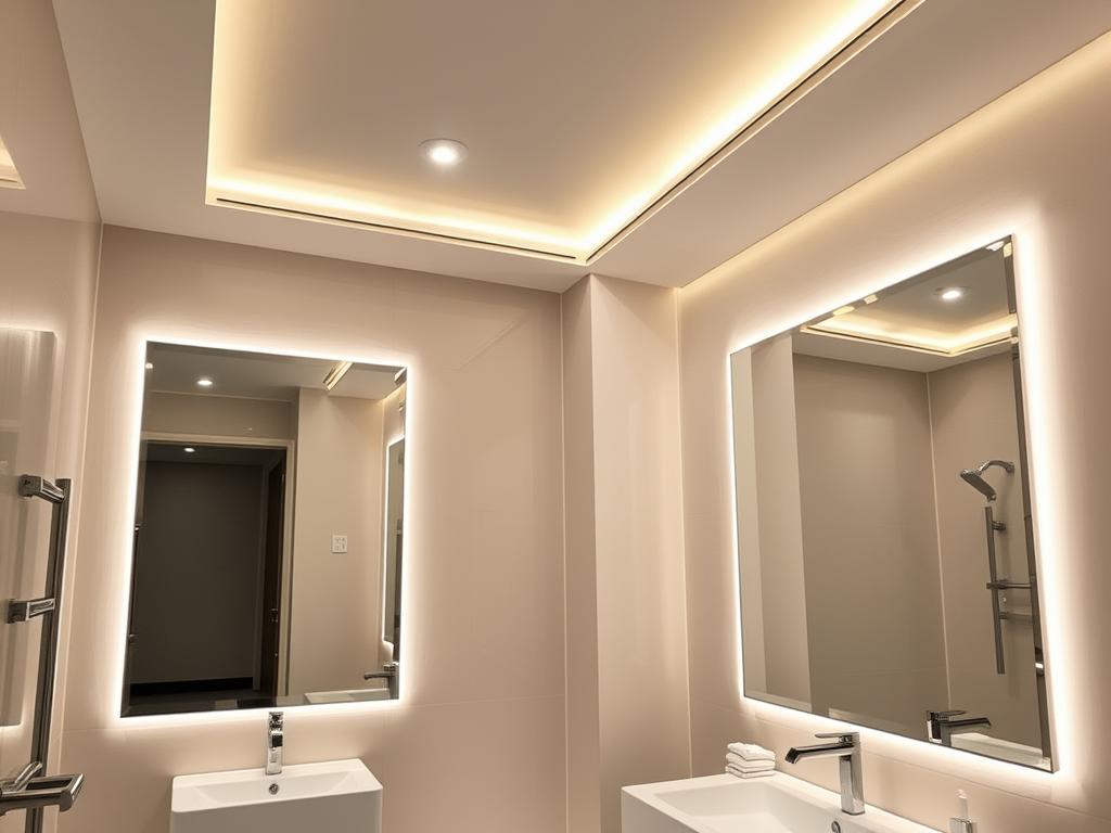 Stilvolles fensterloses Bad mit moderner Beleuchtung in einer Bottroper Wohnung