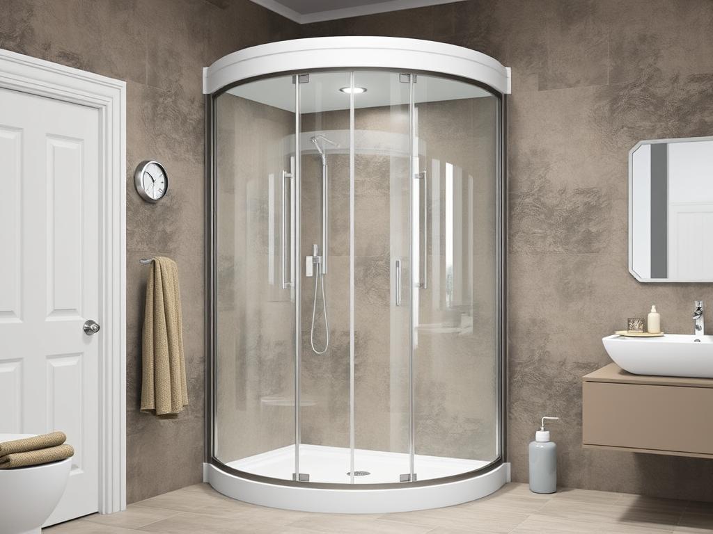 Traditionelle Duschkabine mit Türen in einem Essener Badezimmer Traditionelle Duschkabine mit Türen in einem Essener Badezimmer