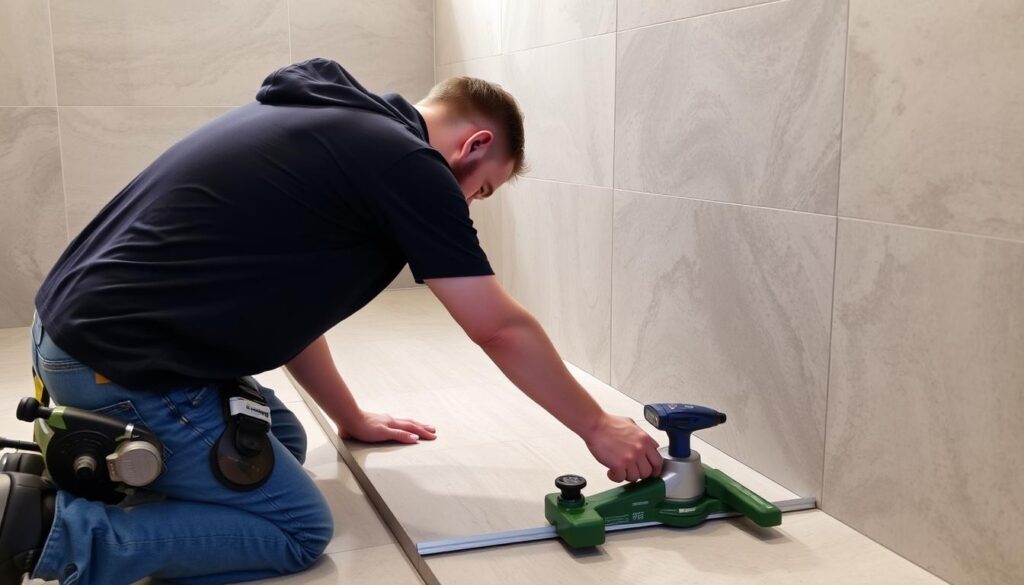 Verlegung von 60×120 Fliesen durch einen Fachmann in Friedrichshafen