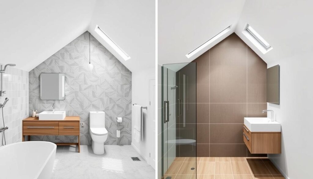 Verschiedene Dachschrägen im Bad mit unterschiedlichen Neigungswinkeln in Sindelfingen