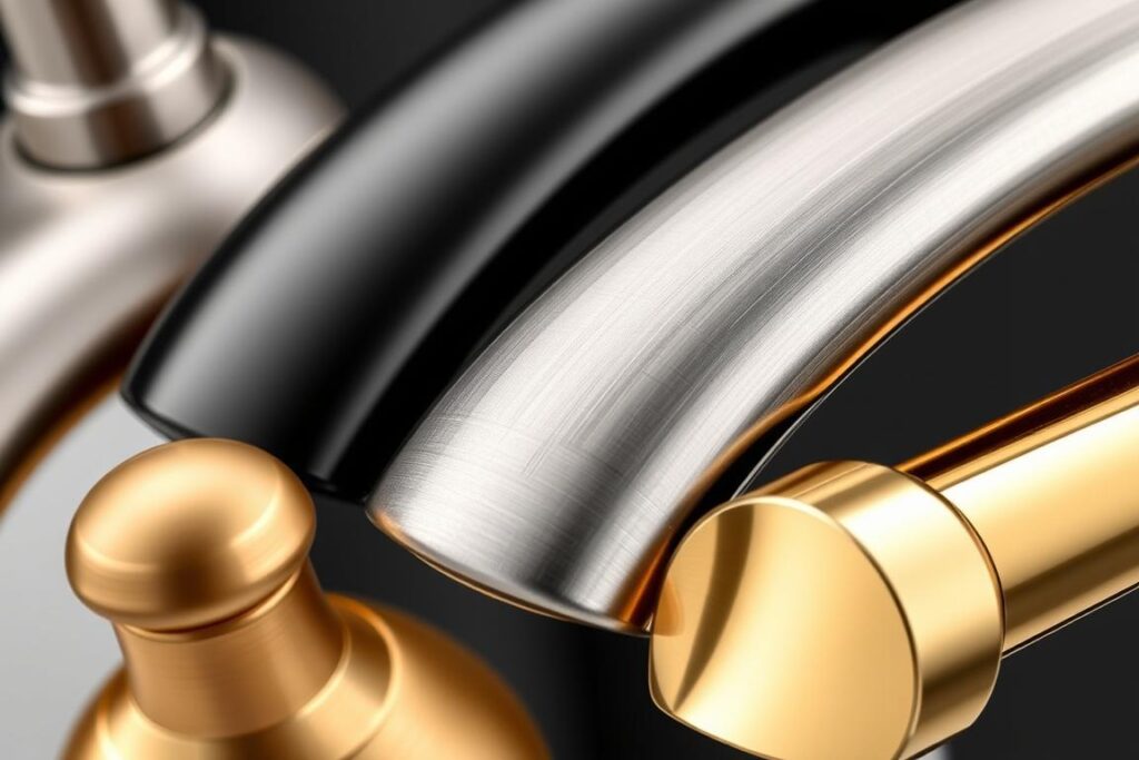 Verschiedene Oberflächenfinishes bei Premium Armaturen im Bad