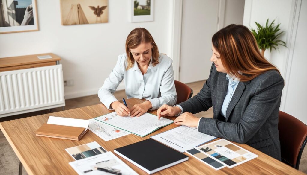 Vertragsunterzeichnung zwischen Mieter und Vermieter für eine Mietbad Renovierung in Moers