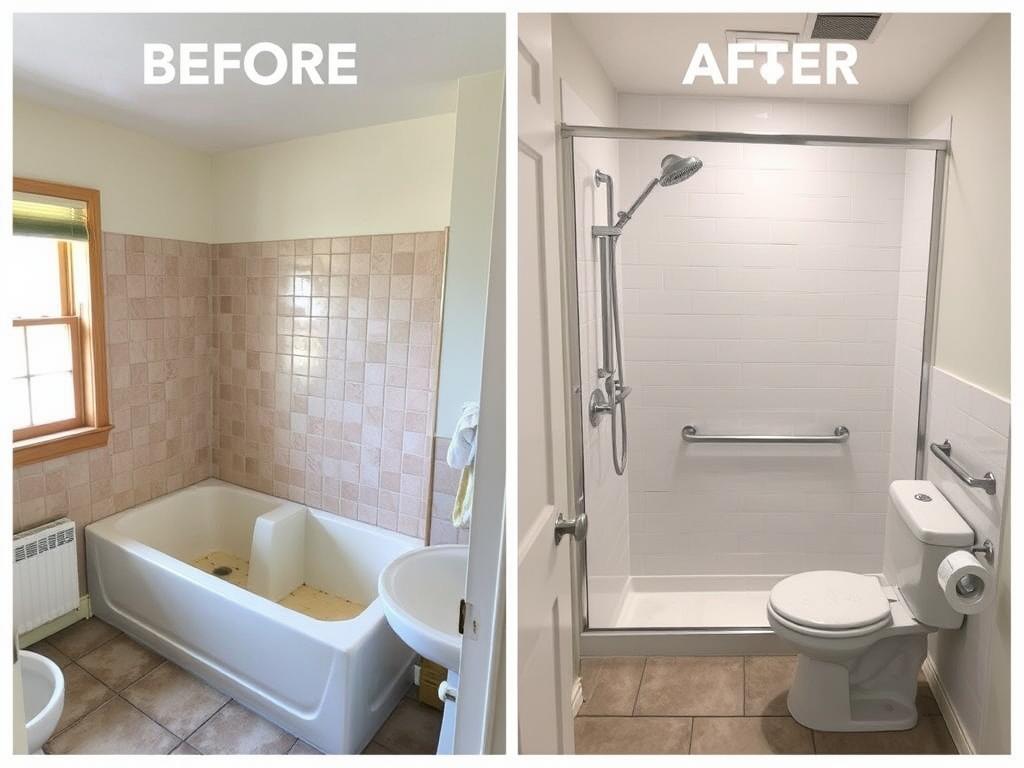 Vorher-Nachher Vergleich eines seniorengerechten Badumbaus in Ulm