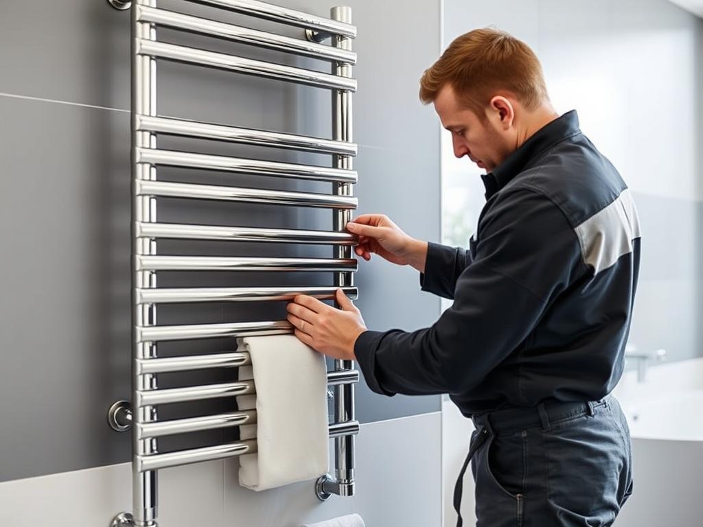 Wartung eines modernen Badheizkörpers in einem energieeffizienten Bad in Münster
