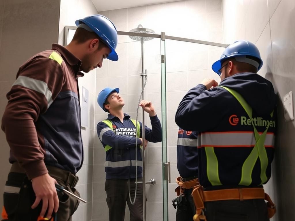 Zuverlässige Handwerker bei der Duschinstallation in Reutlingen
